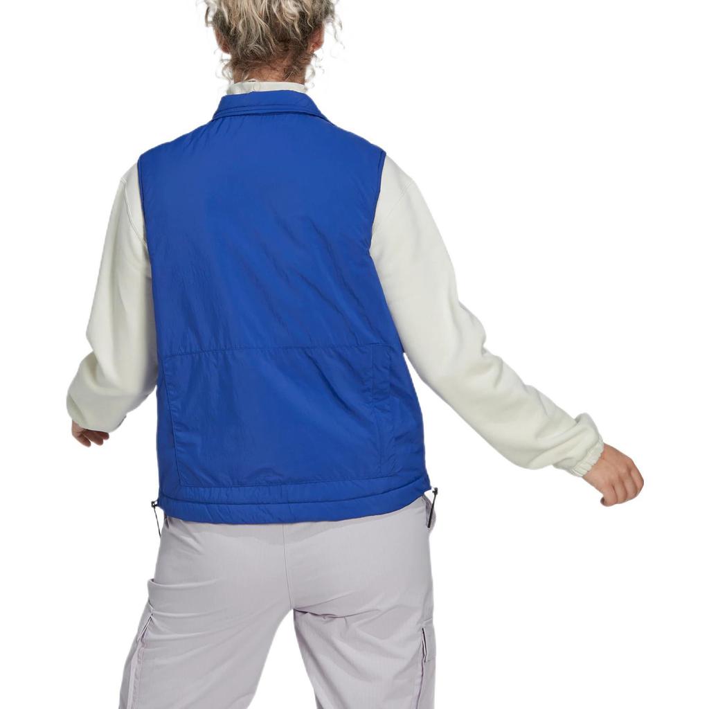 Adidas New Puffer Vest With Printed Logo And Zippered Stand-Up Collar Women Vest Blue HM2903