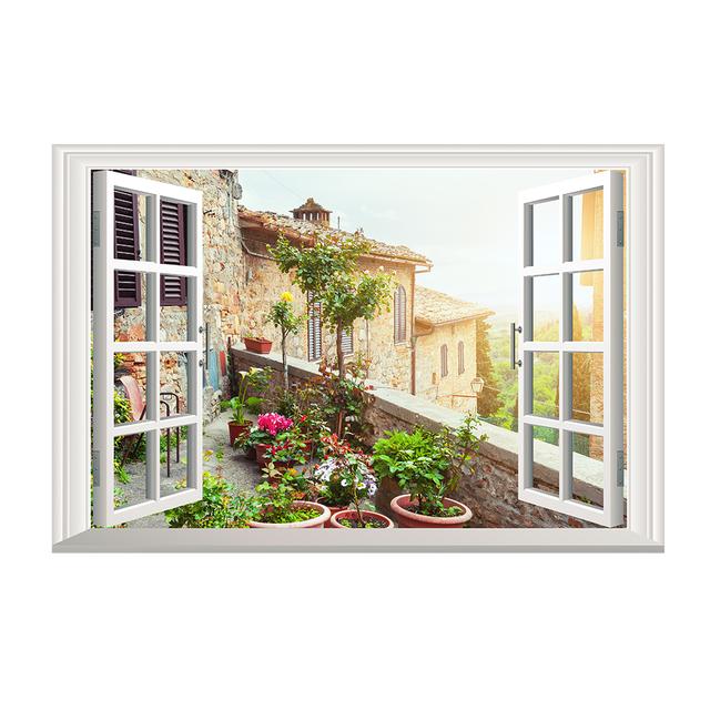 

3D поддельное окно, пейзажная живопись, постеры и принты, современное настенное искусство, холст, картина для декора гостиной, фреска, безрамное 50x70cm