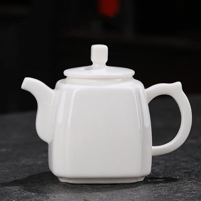NLSLASI Chinese Handmade White Porcelain Teapot Ivory White Tea Pot Ceramics Teaware Tea Infuser Pu'er Oolong Tea Filter Kettle