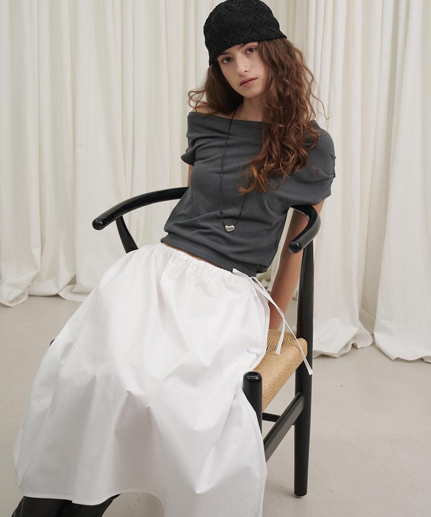 Marot Cotton String Midi Skirt_White