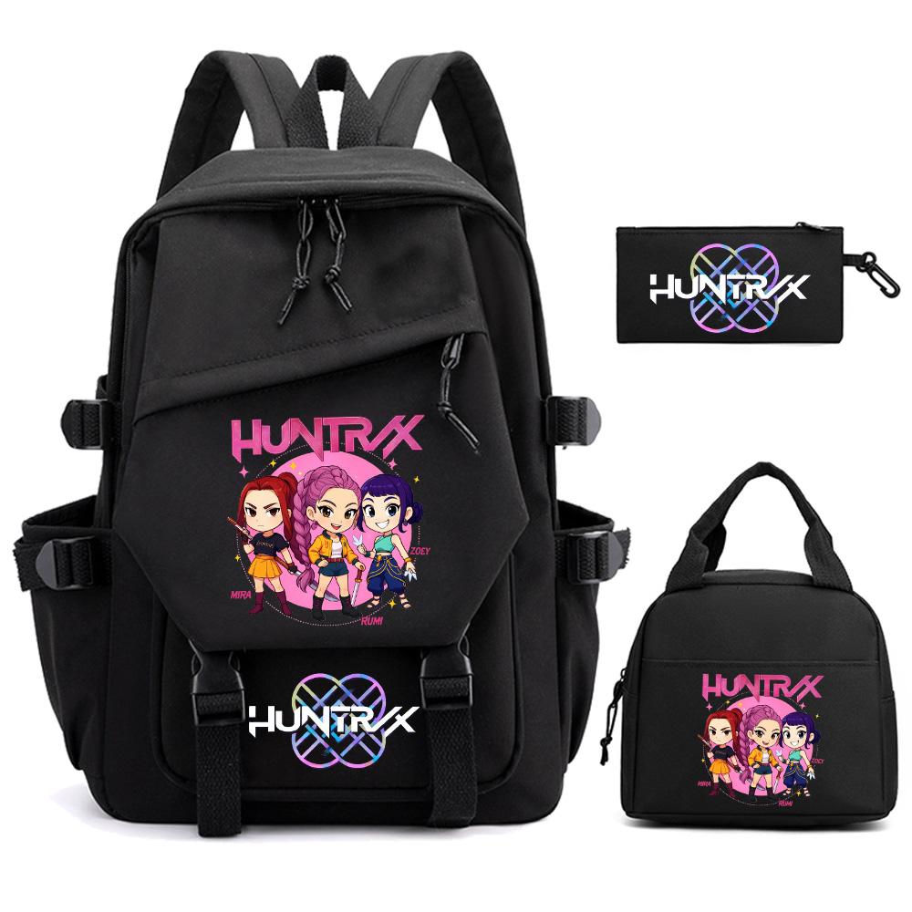 3 Stück/Set Cartoon Kpop Dämonenjäger Bedruckter Rucksack für Teenager Kinder Schüler Große Kapazität Schultasche Mädchen Geschenk Frauen wasserdichte Reisetasche