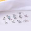 1Piece Fashion L Shaped Dangle Nose Studs Piercing 20G Stainless Steel Flower Moon Tassels Zircon Nostril Screw Piercing Jewelry