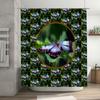 Butterfly Pattern Shower Curtain Set for Bathroom Decor Blue Purple Floral Design Waterproof Fabric Shower Panels Home Supplies