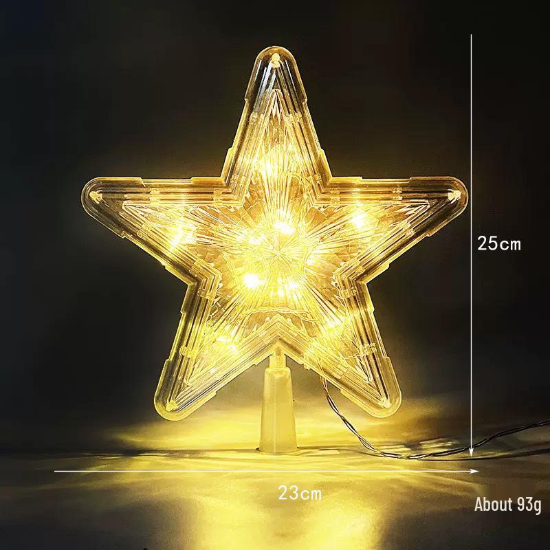 Christmas Transparent Luminous Star Tree Topper - Light-up Five-Pointed Decoration