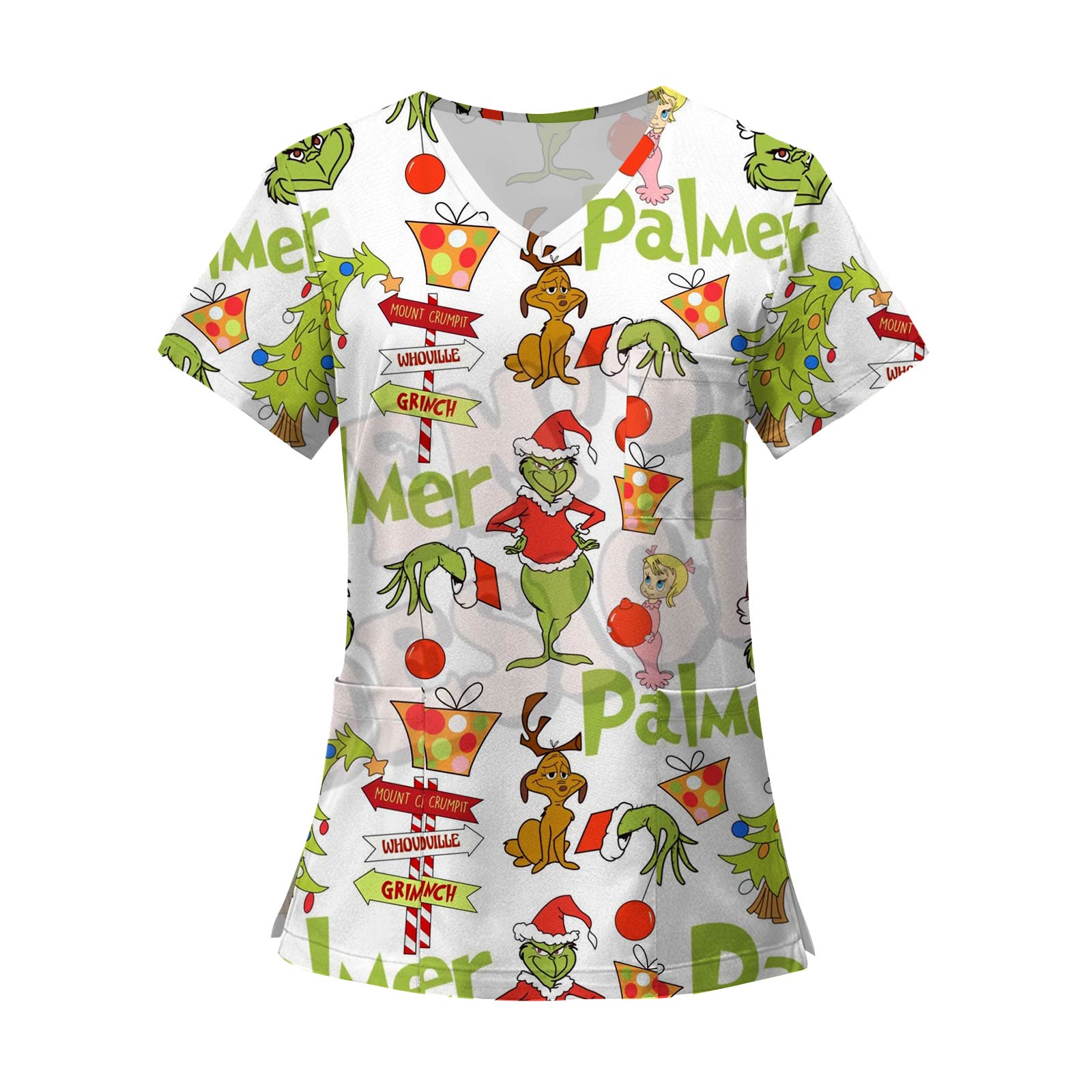 

Женские модные топы с короткими рукавами и V-образным вырезом с принтом, рабочие футболки с карманами XXXXXL