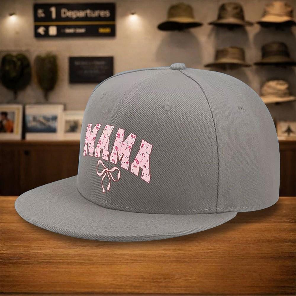 Mama Leopard Print Bow Baseball Cap Adjustable Polyester Snapback Hat Casual Streetwear for Adults