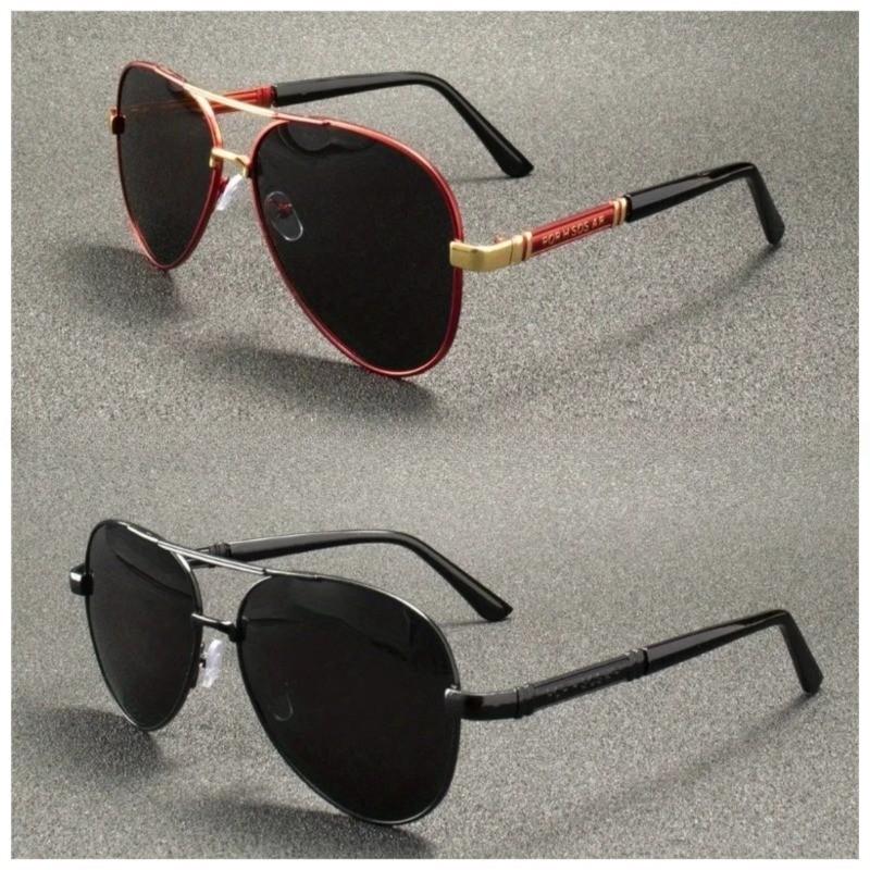 2PCS Men's and Women's Retro Large Frame Round Fashionable Lens Glasses Enlarged Retro Pilot Style Party Glasses