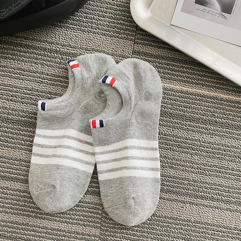 Tide Brand Tb Four Bars Summer Thin Cotton Sports Socks Striped Light Mouth Socks Low Top Breathable Invisible Boat Socks