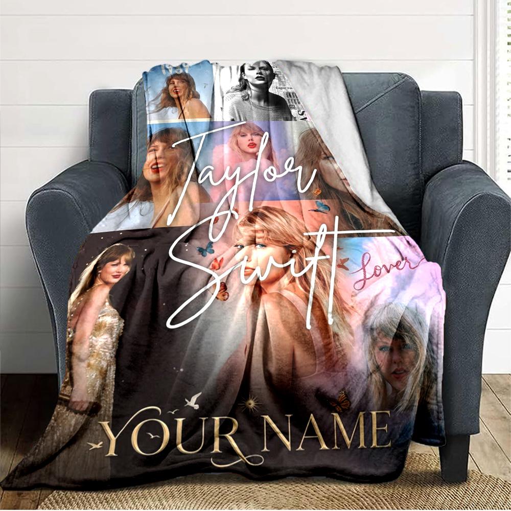 Name Custom Taylor Poster Print Flannel Blanket High Quality Warm Comfortable Cover for All Seasons Perfect for Gifts Home Decor