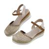 Large size wedge heel women's sandals summer new flat bottom bag head casual hollow buckle middle heel women's sandals