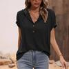 Women's Casual Loose Short Sleeve T Shirt Top Solid Color Hooded Button Drawstring Fashion