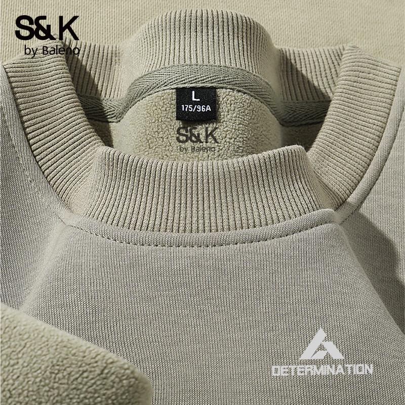

Baleno S&K Men s Winter Thickened Fleece Letter Print Round Neck Sweatshirt 4XL
