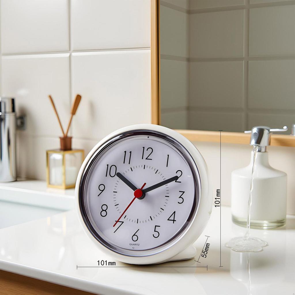MSTAR HOME Bathroom Clock, Waterproof, Silent, with Suction Cup, 101 X 101 X 55 Mm (White)