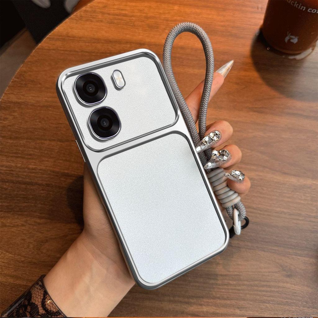 Luxury Big Window Phone Case with Lanyard for OPPO A6x 4G/5G,A6k Premium Textured Casing
