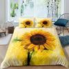 Set Copripiumino Girasoli Girasoli in Fiore Stampa Campo Set Biancheria da Letto per Bambini Moderno Pittura a Olio Copripiumino in Microfibra