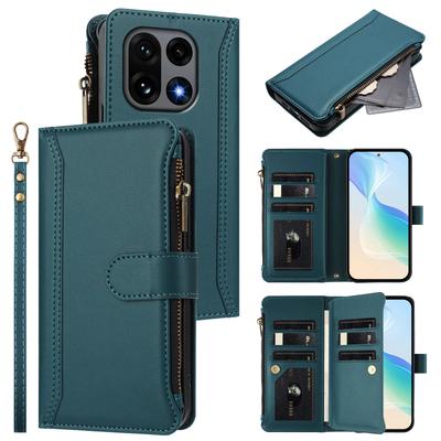 For OnePlus 15 5G Leather Case 9 Card Slots Zipper Wallet Stand Phone Cover with Wrist Strap