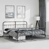 vidaXL Bed Frame with Headboard and Footboard Metal Black 193x203 Cm