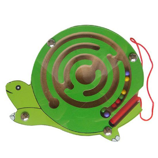 Children's Magnetic Maze Wooden Toy - Bead Rolling Educational Game with Pen Control