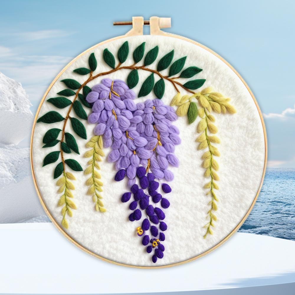 CHENISTORY 20x20cm Frame With Diy Felt Kit Wool Felting Painting Plant Pot Wool Needle Felt Picture Kit Felt Craft Decoration Gi
