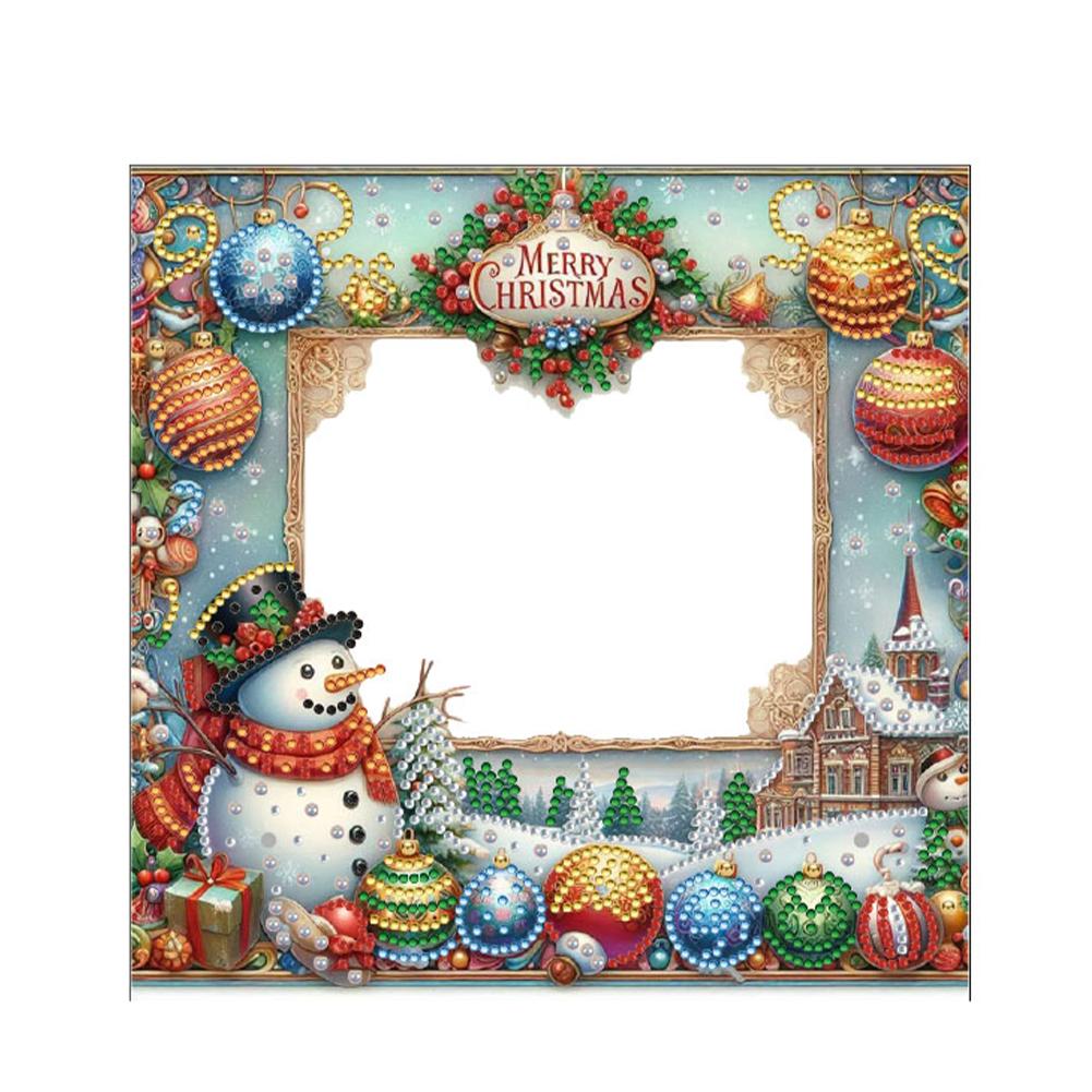 2D Плоская DIY Рождественская Алмазная Живопись Фоторамка Частичное Алмазное Покрытие Рождественская Фоторамка Фоторамка со Стразами для Настольного Украшения