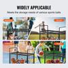 Rolling Sports Ball Storage Cart, Lockable Basketball Cage with Double Lids, Sport Equipment Holder Organizer for Indoor Outdoor, Steel Storage Rack