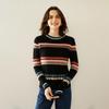 Women's Retro Jacquard Cashmere Knitwear: Color Block Round Neck for Autumn/Winter