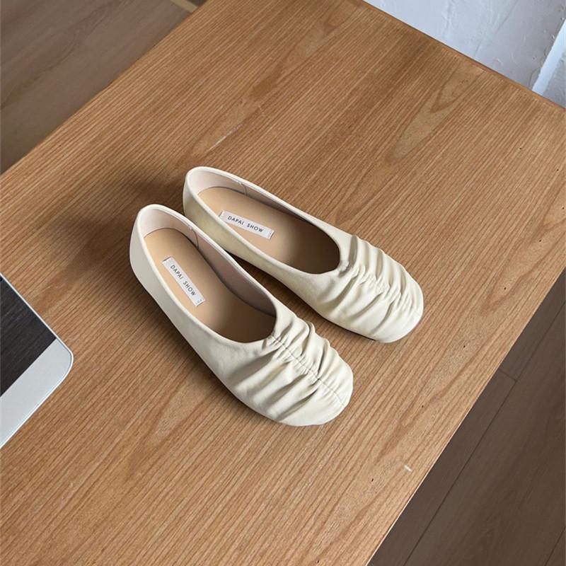 

Fashion IPPEUM Ballet Flats Burgundy PU Leather Round Toe 2025 New Mary Janes Women Ballerina Shoes 225 бежевый