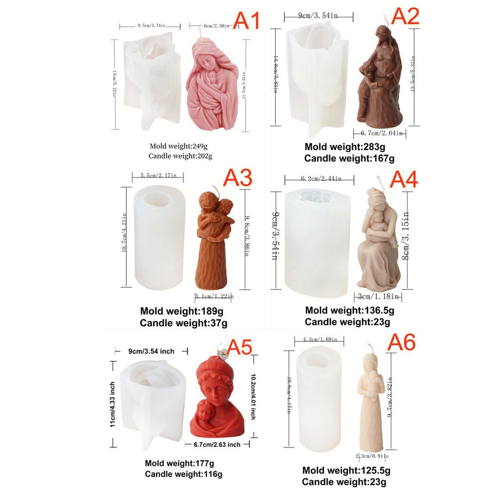 Sculpted Mother Baby Child Candle Mold Mom Carving Silicone Mold Soap Soy Wax Epoxy Resin DIY Handcraft Party Dinner Decorati
