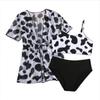Girls' Three-Piece Patterned Bikini Set with Sunscreen Swimsuit for Summer