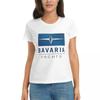 Camiseta Feminina Bavaria Yachts Azul Prata Logo Verão Manga Curta Camisetas Gola Redonda Camisetas de Algodão Roupas Tops Streetwear