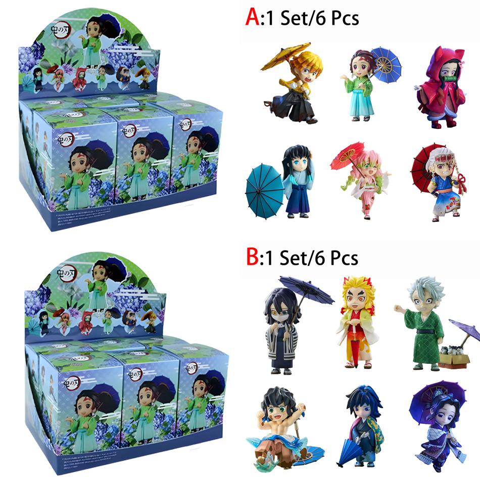 Demon Slayer Kimetsu No Yaiba Plum Rain Mystery Blind Box Tanjirou Nezuko Zenitsu Inosuke Collectible Toy Gift For Manga Lovers