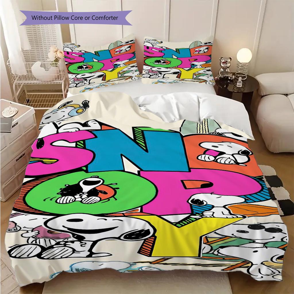 1PC Snoopy Pattern Bedding Quilt Set Quilt Cover Pillowcase Home Decoration Birthday Gift (1 * Duvet Cover + 2 * Pillowcase, Without Core)