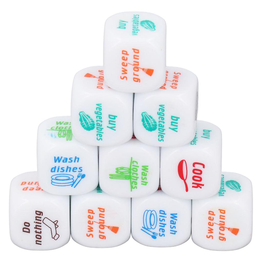 12pcs Novelty Housework Dice Toy Role Playing Housework Distribution Chore Dice Toy for Couple