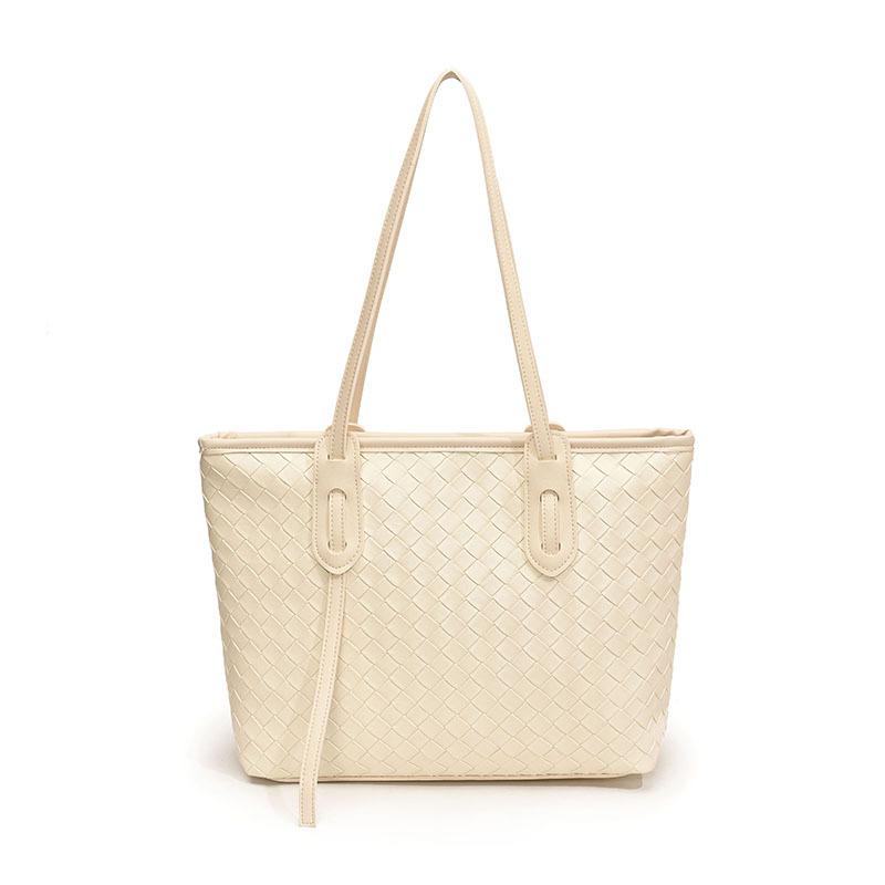 New Fashionable Woven Embossed Shoulder Bag, High-end Simple Underarm Bag, Large-capacity Tote Bag, Women's Bag