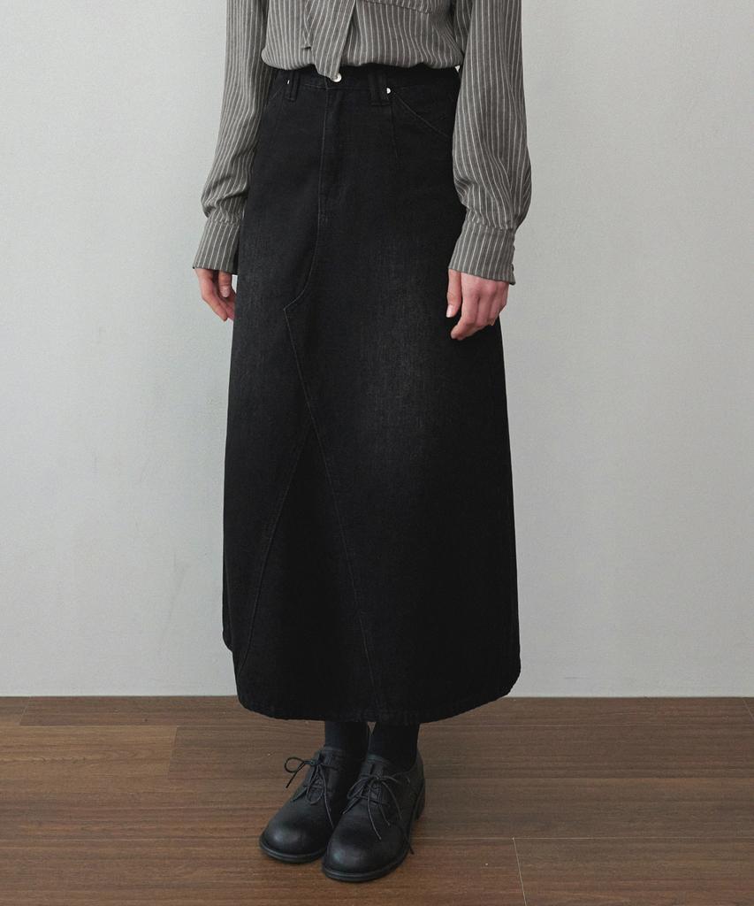 MICANE Finley Fringe Denim Long Skirt
