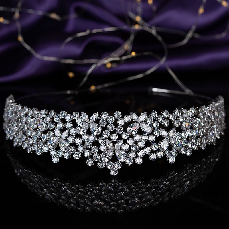High Quality Wedding Tiara Classic Bridal Hair Accessory Anniversary Women Cubic Zircon Crowns BC5713 Corona Princesa