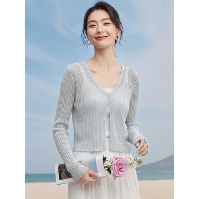 Cardigan in Maglia Sottile da Donna Estivo con Scollo a V