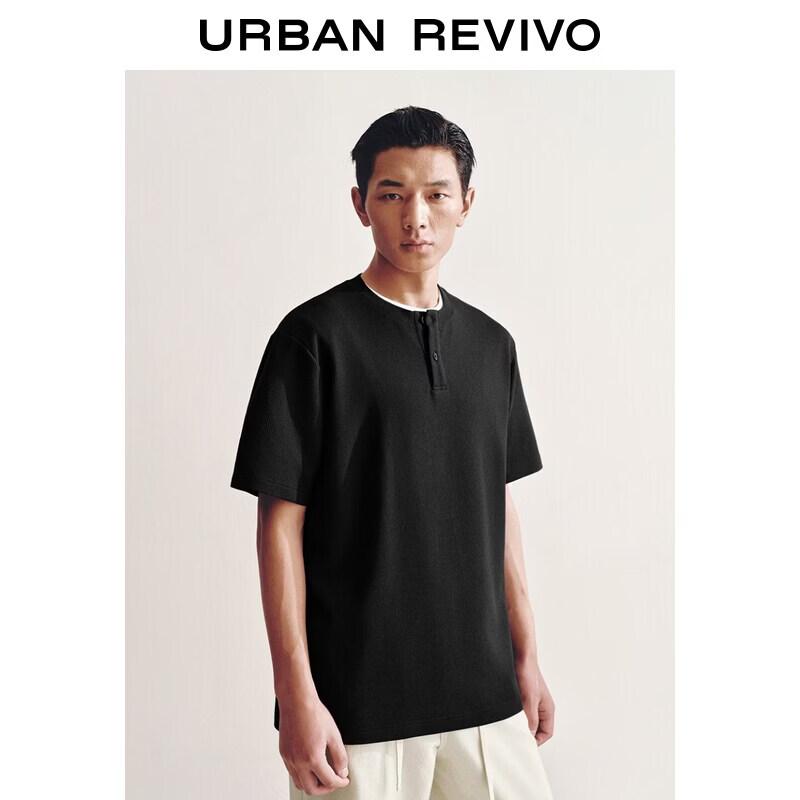 

UR2026 Men s Casual Half-Placket T-Shirt XS