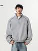 Men's American Street Style Double-Sided Fleece Half-Zip Long-Sleeve Solid Color Base Layer Top