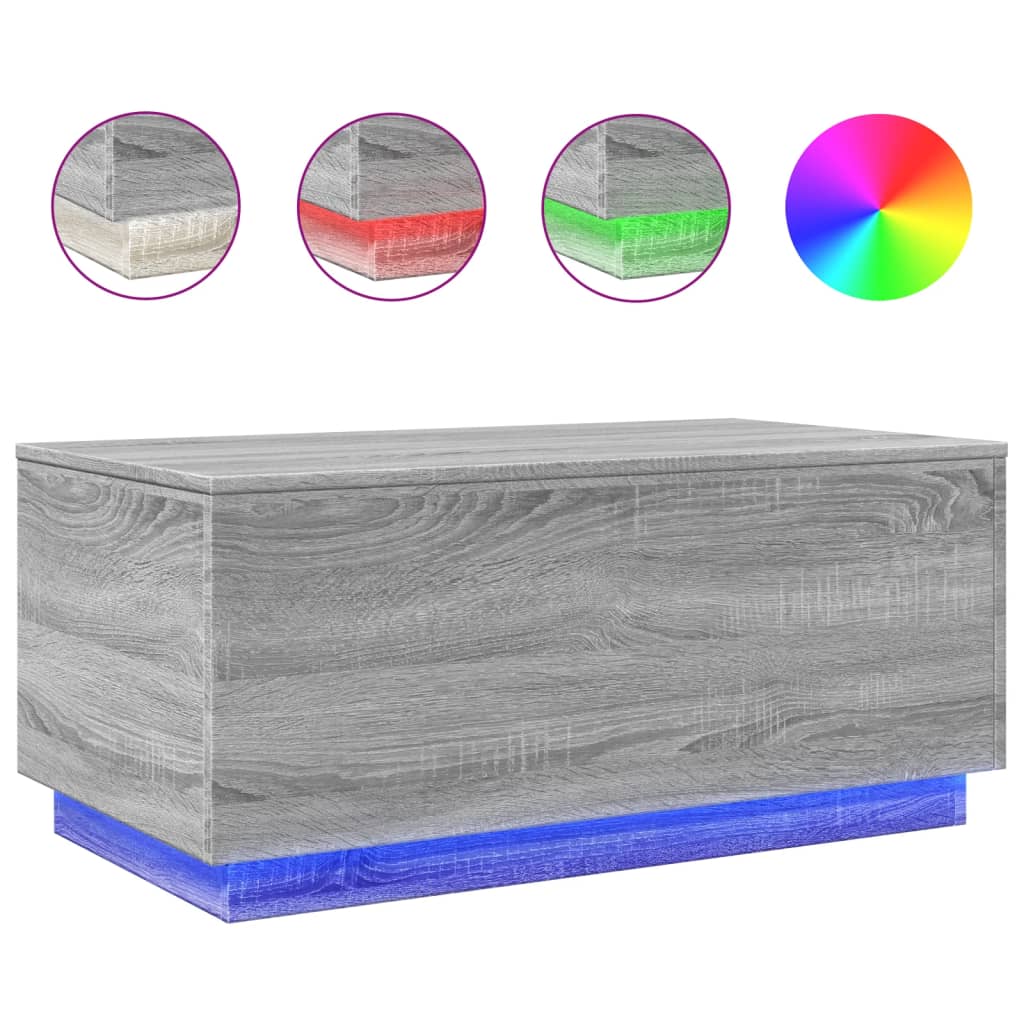 LED Coffee Table in Grey Sonoma 90 x 50 x 40 cm