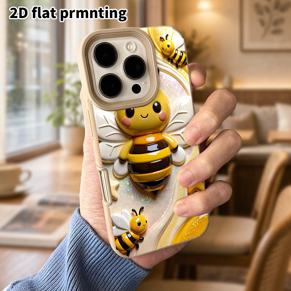 Phone Case: Lambskin 2D Flat Samsung Galaxy A34 A35 M05 M06 S20 S22 S21 FE Plus 5G Protective Case, Little Yellow Bee, Christmas and Halloween Gift
