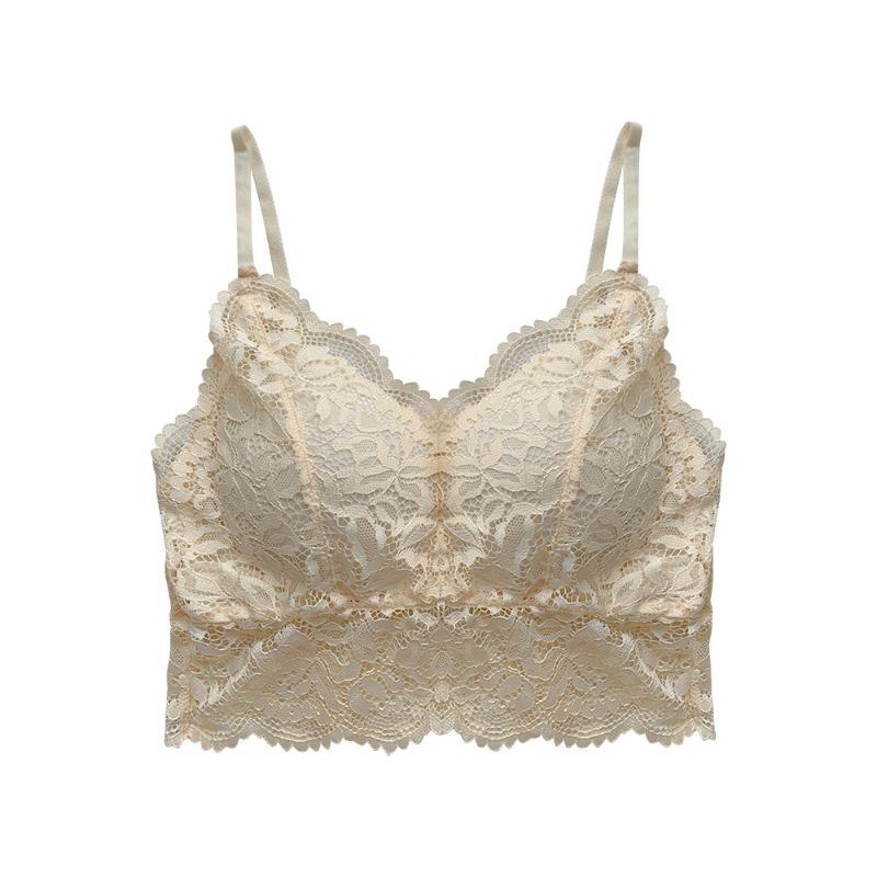 

French Underwear Women s Beautiful Back Top Top Halter Vest Integrated Thin Sexy Lace Internet Celebrity Burst Together One size