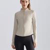 Women's Autumn Sports Jacket Waist Slim Fit Zipper Shirt Long Sleeve Warm Stand Collar Yoga Wear Top