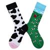 Asymmetrische Baumwollsocken mit Cartoon-Ente – trendiger Streetstyle für Damen, mittlere und hohe Röhre, ohne Knochendesign