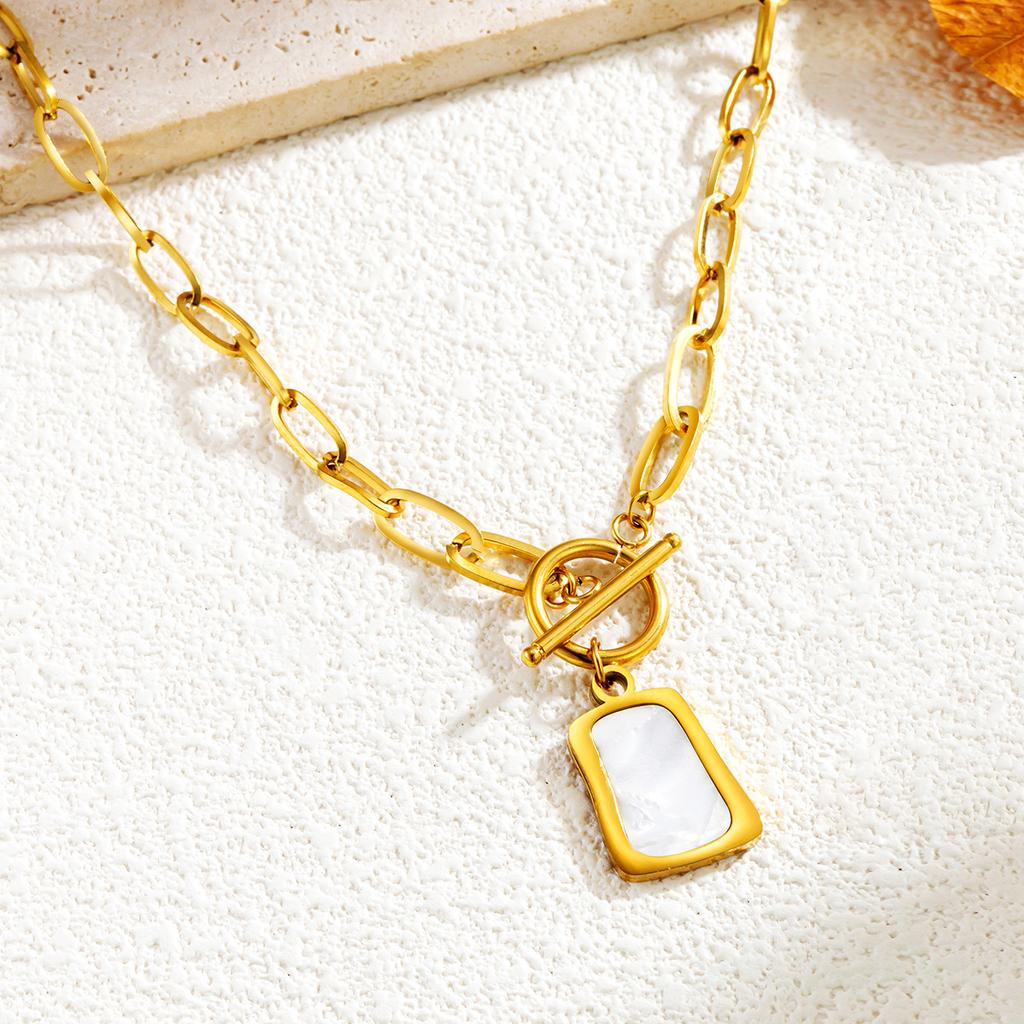 Ot Buckle White Shell Necklace, Irregular Design Collarbone Chain, Fashionable And Versatile Personalized Jewelry, Trendy Neck Accessory
