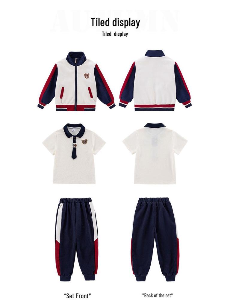 Children's Spring/Autumn Baseball Three-Piece Set: Primary School & Kindergarten Uniform