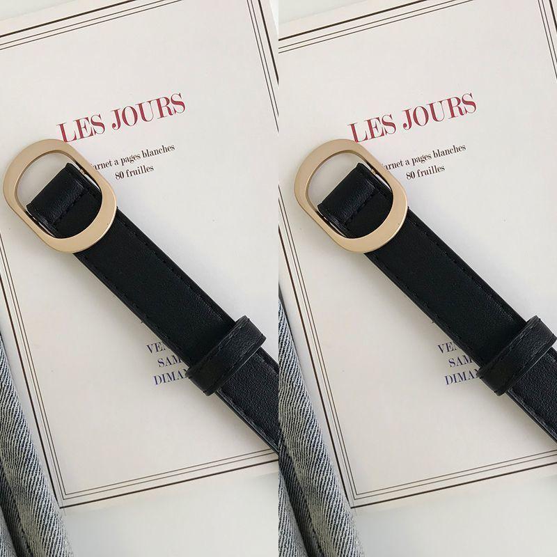 Black Womens Ontrend Pu Belt With Chic Automatic Closure For Effortless Fashion