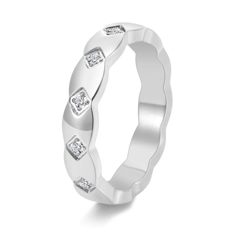 Titanium Steel Couple Rings Diamond Checkerboard Rainbow Color 18K Gold Jewelry