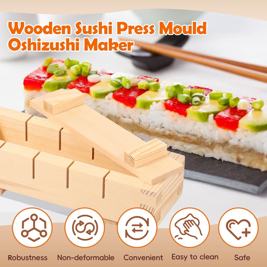 Wooden Sushi Mold Pressure Sushi Mould Rectangular Thousand Layer Sushi Making Tools for Japanese Food Store Kitchen Accessories