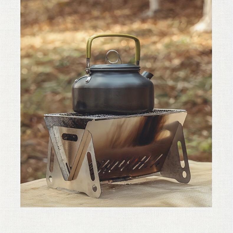 Mini skládací nerezový uhlíkový gril, přenosný gril na barbecue pro kempování a pikniky, odolný vůči vysokým teplotám, snadno přemístitelný